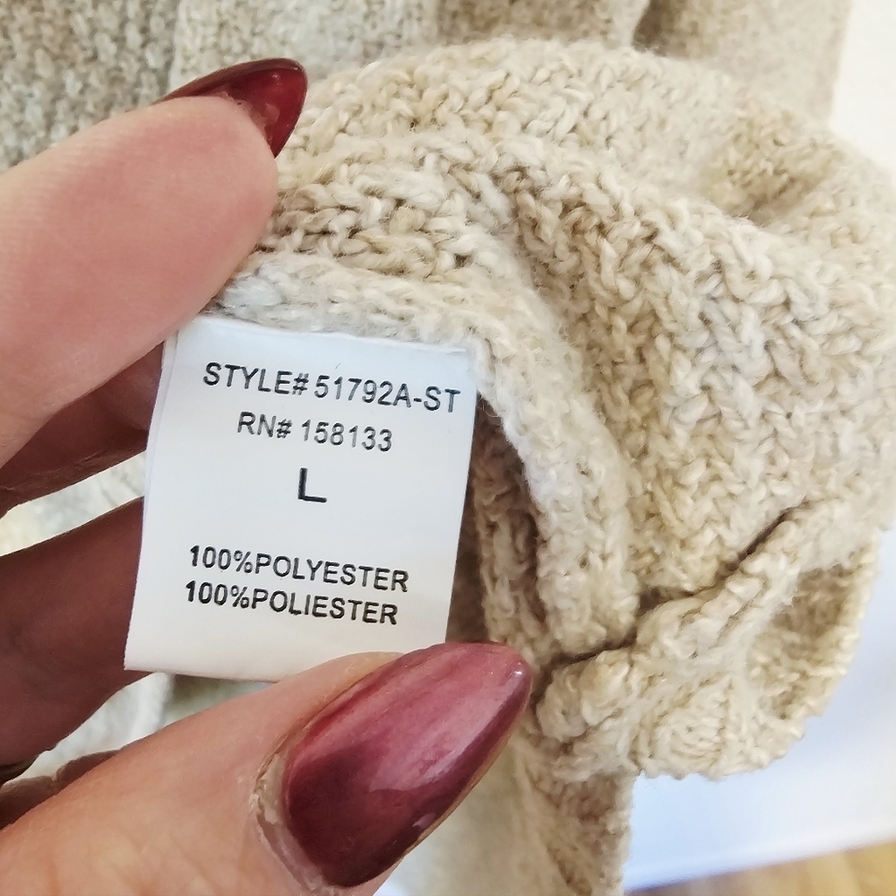Pink Clover Stitch Fix Tan Crew Neck Sweater Women's Size Large - Picture 3 of 7